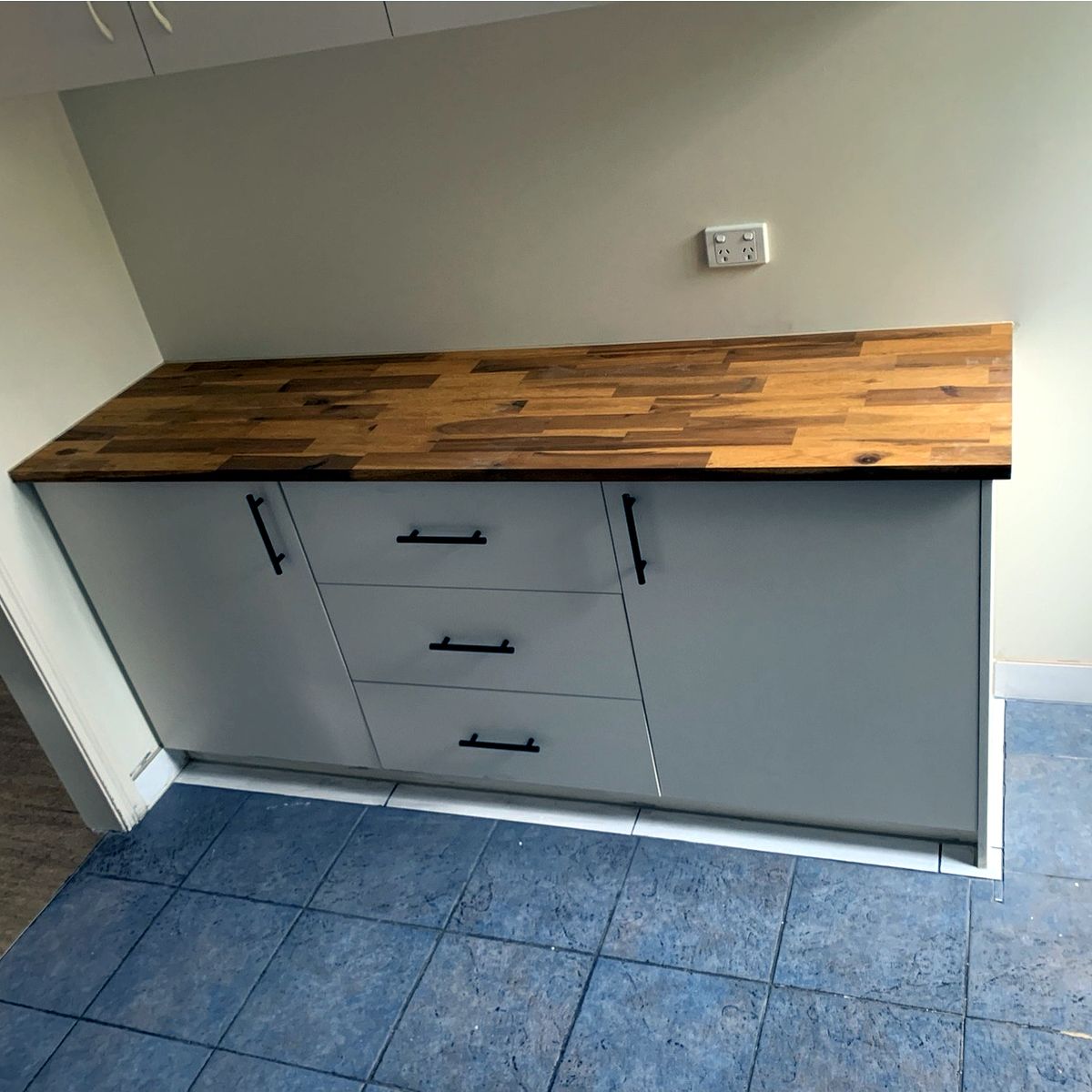 New cabinetry with timber benchtop and drawers by JT Handyman in Carrum Downs